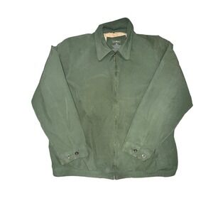 LL Bean Mens XL Tall Olive Green Full Zip Harrington Jacket Preppy Dadcore